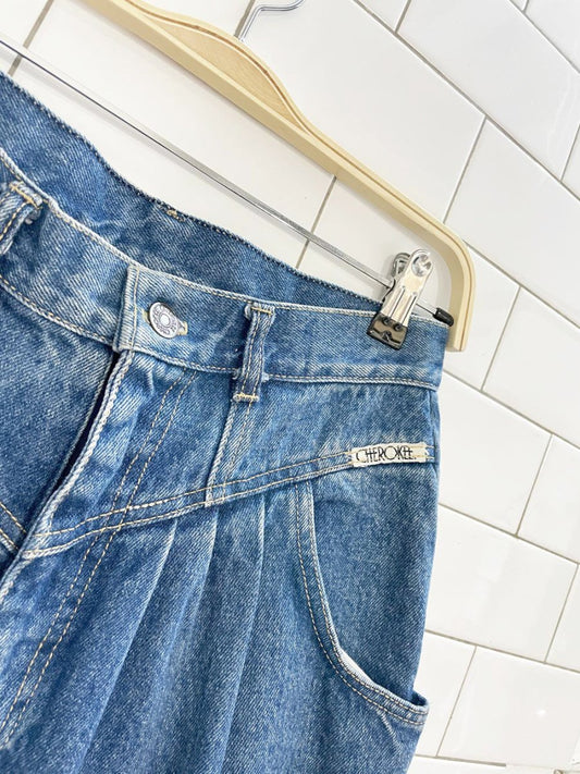vintage 80s cherokee basque waist pleated high rise jeans | made in USA - good market thrift store