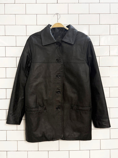 vintage 00s sequence leather full button jacket | quilted lining