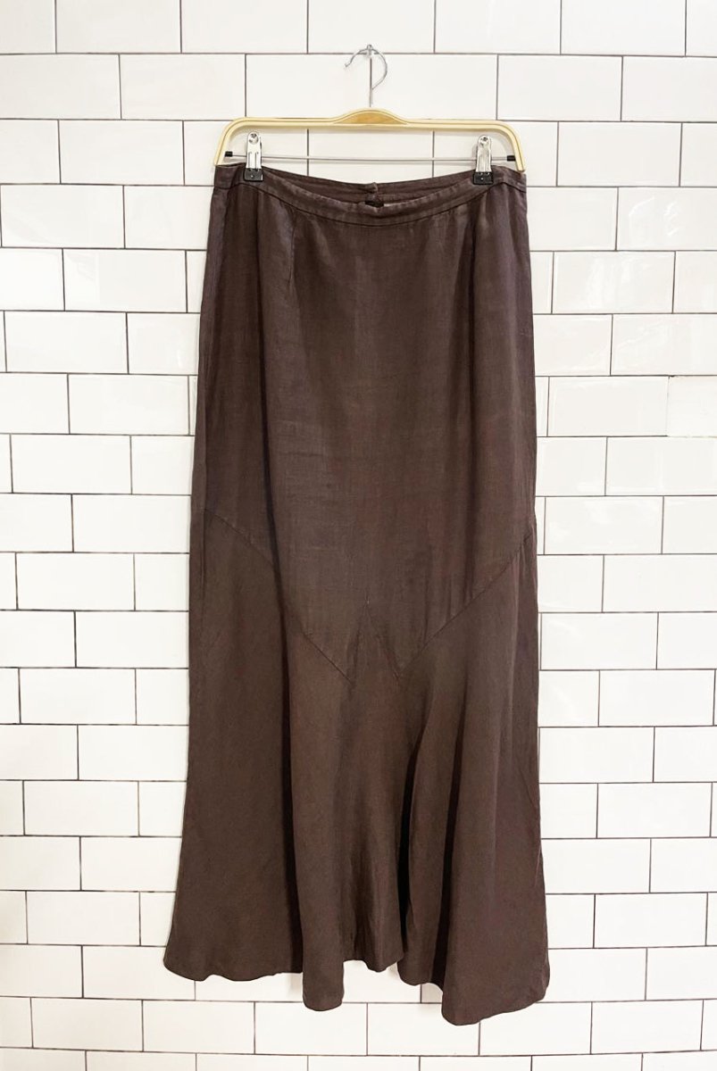 vintage 00s tristan & iseut 100% linen tulip hem maxi skirt - good market thrift store