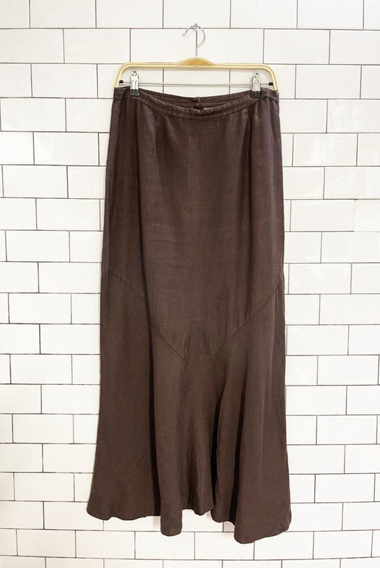 vintage 00s tristan & iseut 100% linen tulip hem maxi skirt - good market thrift store