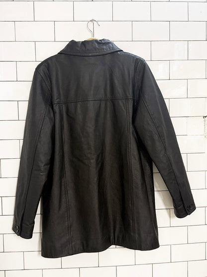 vintage 00s sequence leather full button jacket | quilted lining