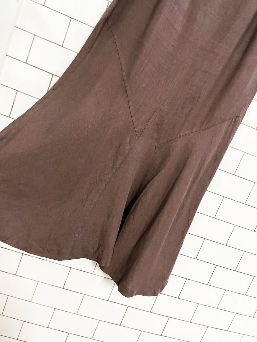 vintage 00s tristan & iseut 100% linen tulip hem maxi skirt - good market thrift store