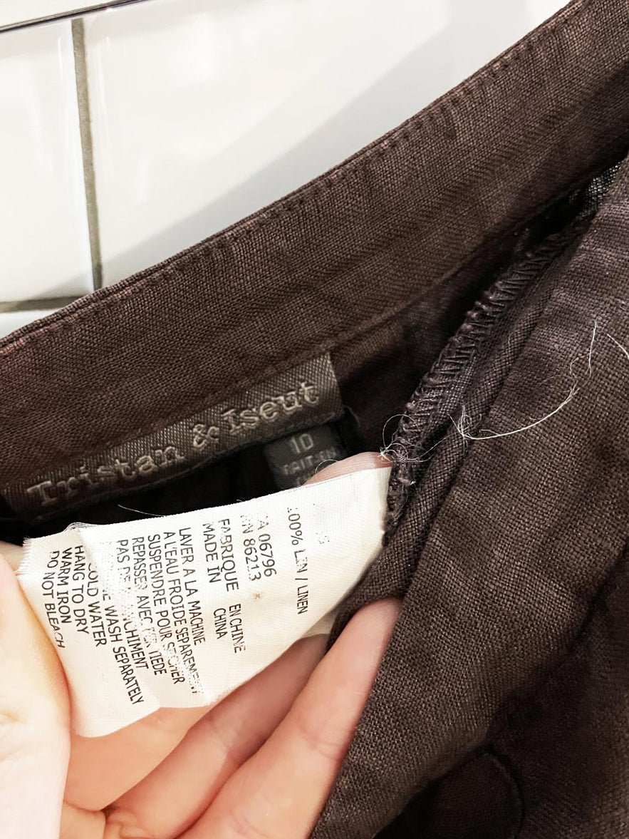 vintage 00s tristan & iseut 100% linen tulip hem maxi skirt - good market thrift store