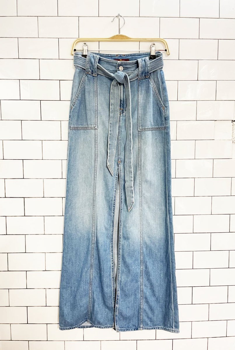 7 for all mankind belted denim maxi skirt - good market thrift store
