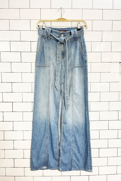 7 for all mankind belted denim maxi skirt - good market thrift store