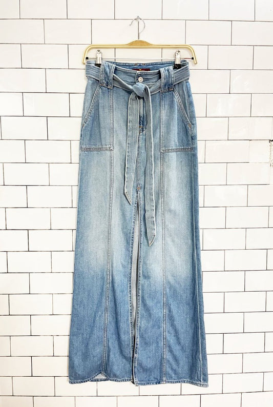 7 for all mankind belted denim maxi skirt - good market thrift store
