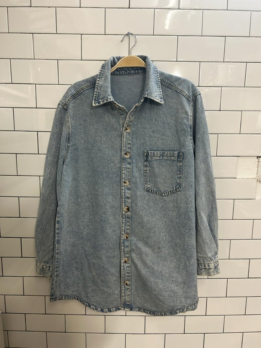 shein light wash jean button down - good market thrift store