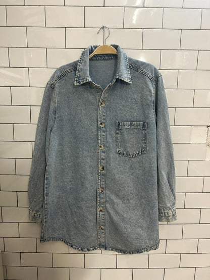 shein light wash jean button down - good market thrift store