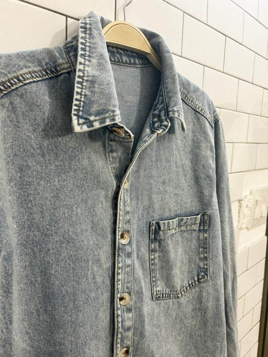 shein light wash jean button down - good market thrift store