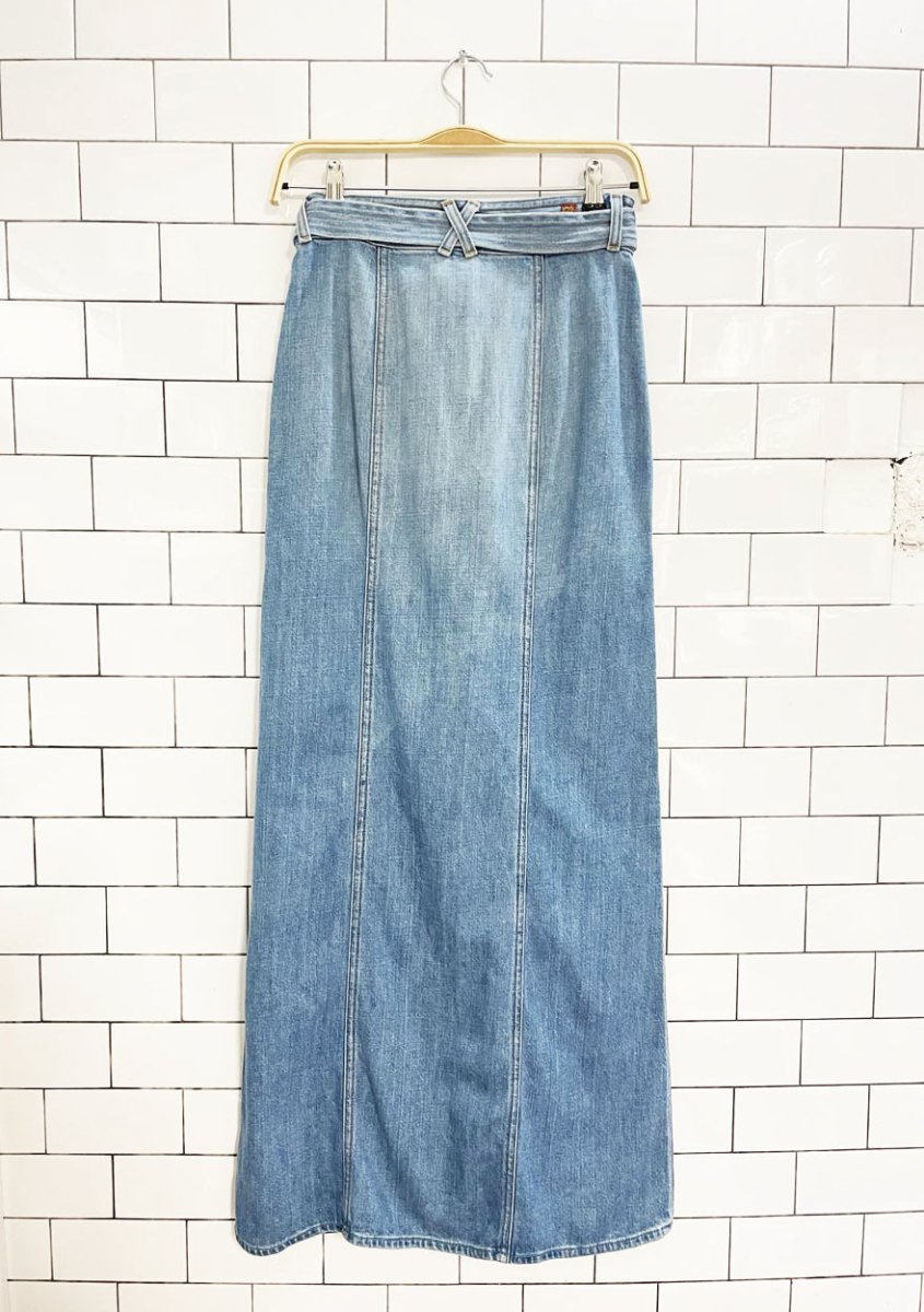 7 for all mankind belted denim maxi skirt - good market thrift store