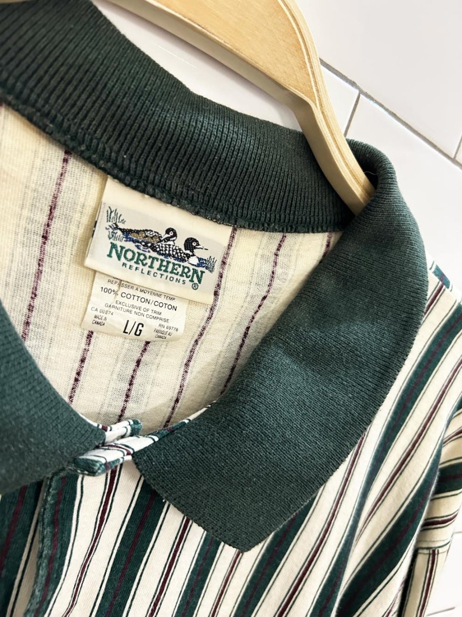 vintage 90s northern reflection contrast collar striped shirt - good market thrift store