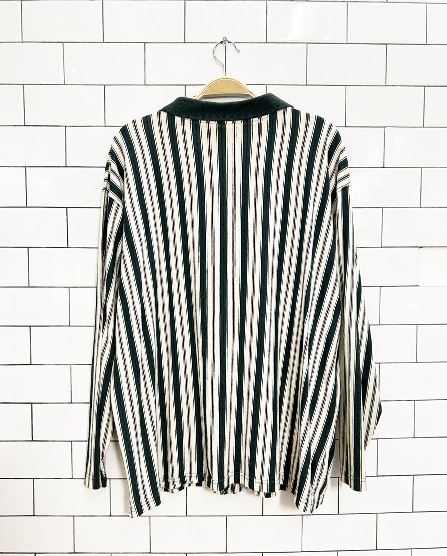 vintage 90s northern reflection contrast collar striped shirt - good market thrift store