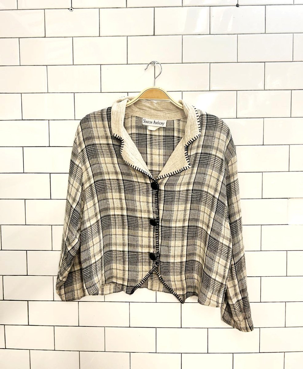vintage 90s sharon anthony cropped button down - good market thrift store