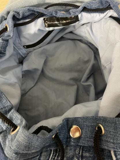 denim skull patchwork backpack - good market thrift store