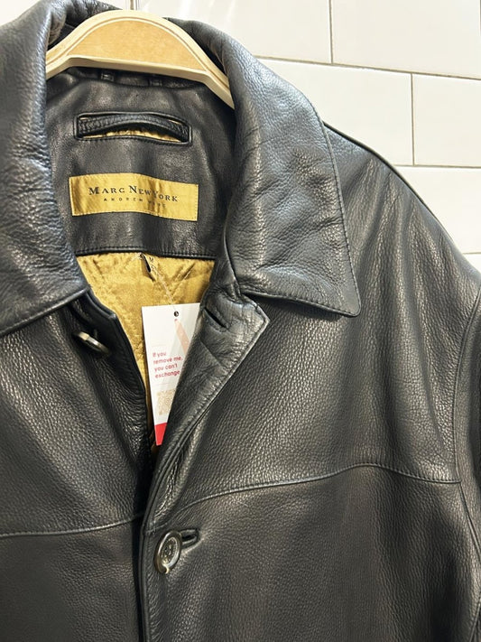 marc ny heavy leather lined coat - good market thrift store