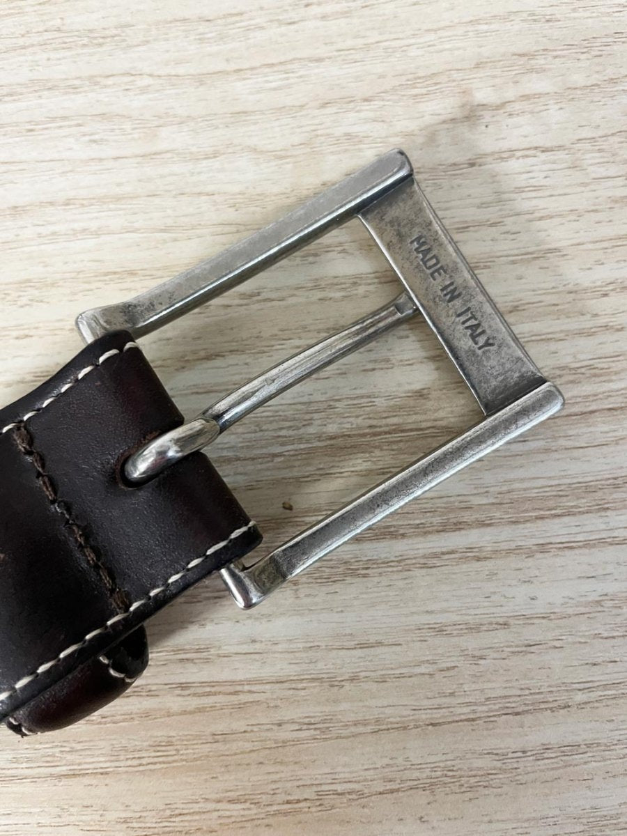 vintage eddie bauer leather trim textile stripe belt - good market thrift store