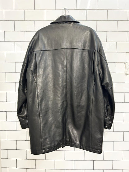marc ny heavy leather lined coat - good market thrift store