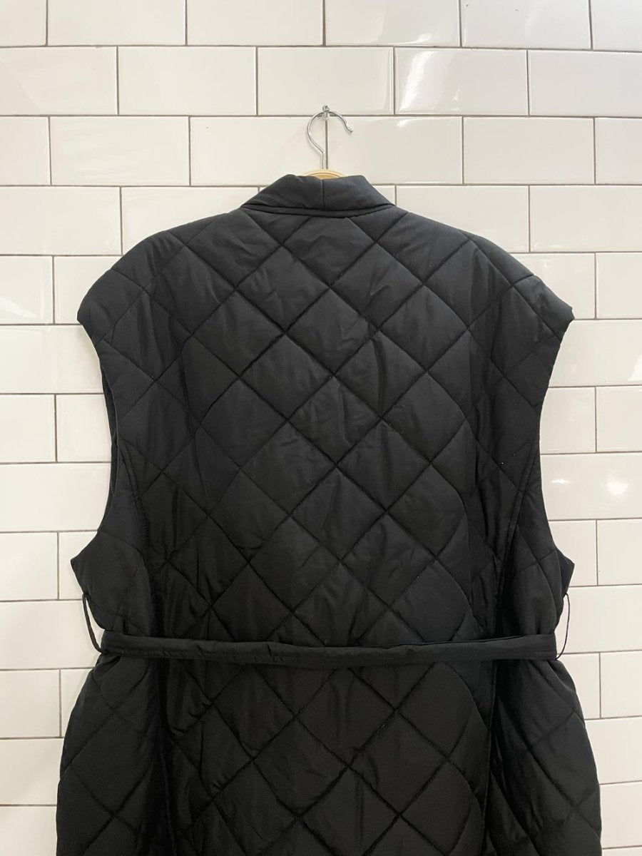 h&m long diamond quilted tie - belt vest - good market thrift store