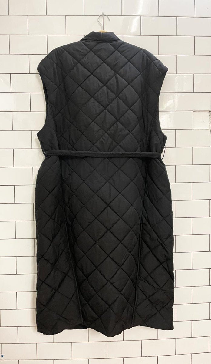h&m long diamond quilted tie - belt vest - good market thrift store