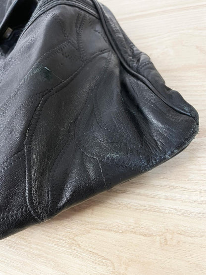 vintage 90s grunge leather patchwork backpack - good market thrift store