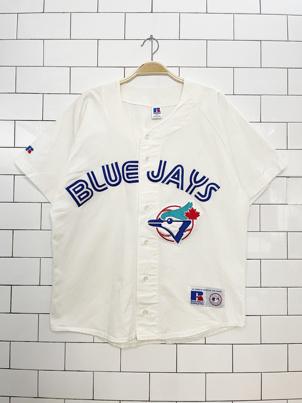 vintage 90s toronto blue jays baseball jersey | russell athletic | made in USA