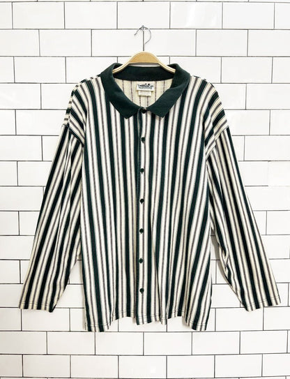 vintage 90s northern reflection contrast collar striped shirt - good market thrift store