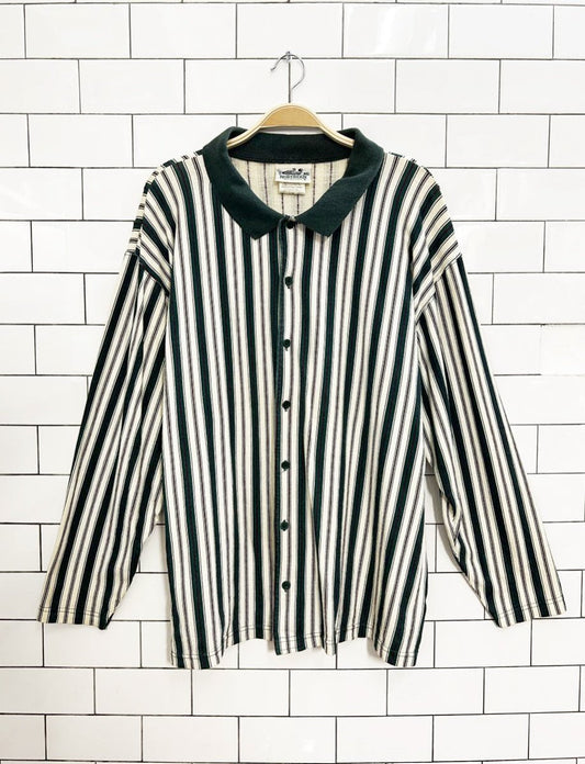 vintage 90s northern reflection contrast collar striped shirt - good market thrift store