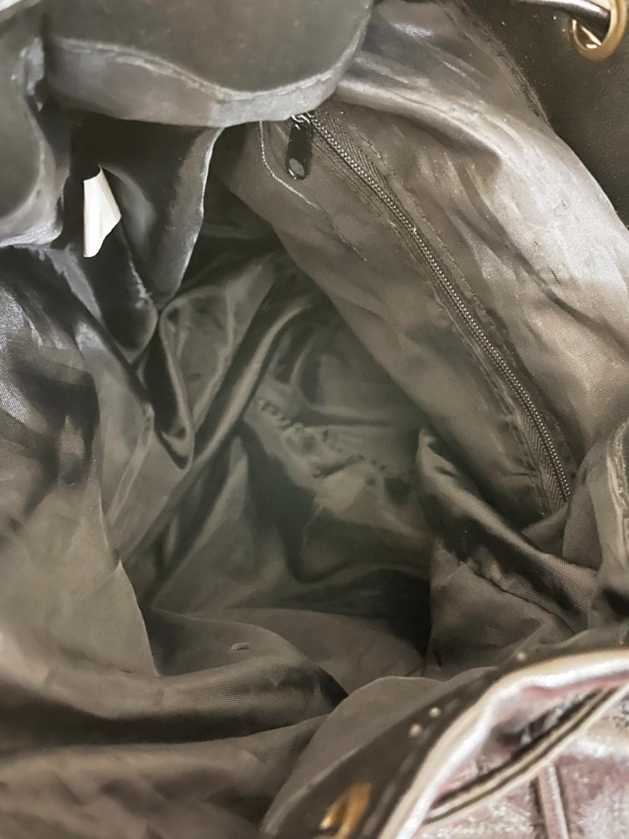 vintage 90s grunge leather patchwork backpack - good market thrift store