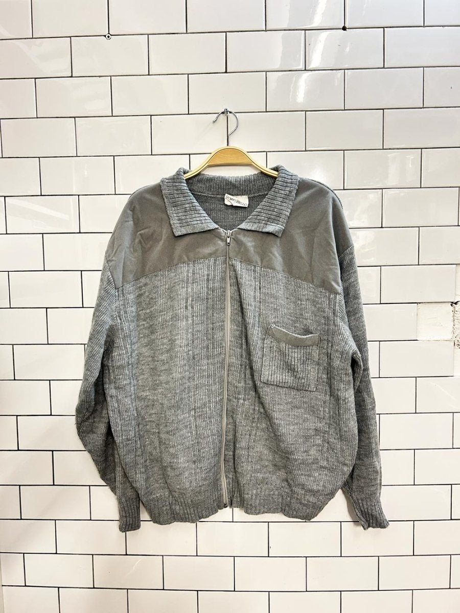 vintage 90s porto bello acrylic knit zip cartigan - good market thrift store