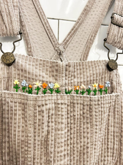 UO bdg custom embroidered corderoy overalls - good market thrift store