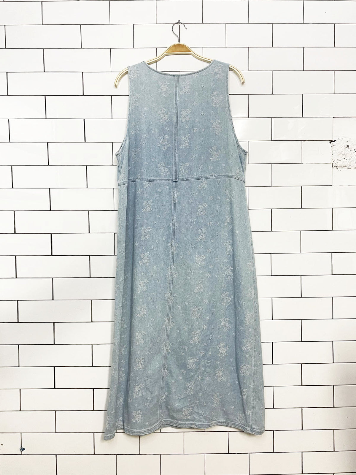vintage 90s erika & co petites denim full button country floral maxi dress
