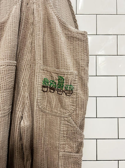 UO bdg custom embroidered corderoy overalls - good market thrift store