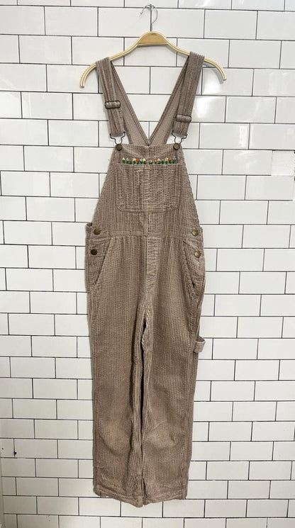 UO bdg custom embroidered corderoy overalls - good market thrift store
