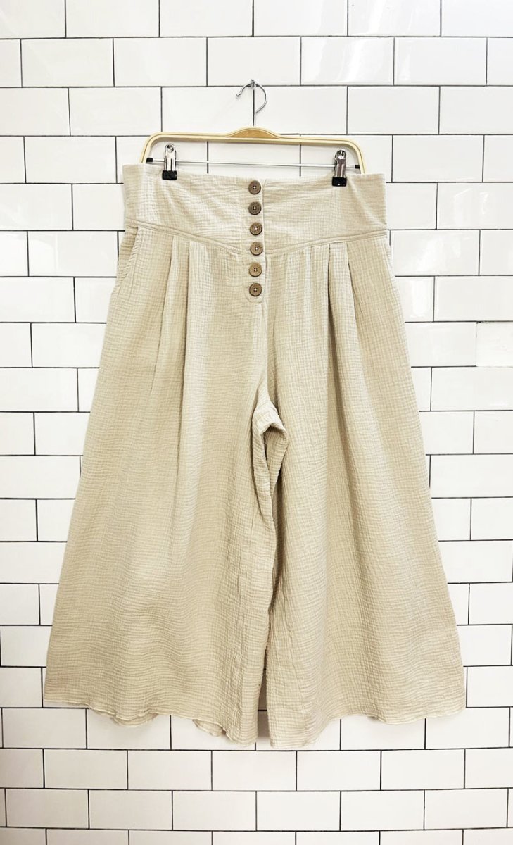 charlie paige gauze cotton wide leg cropped pant | anthropologie - good market thrift store