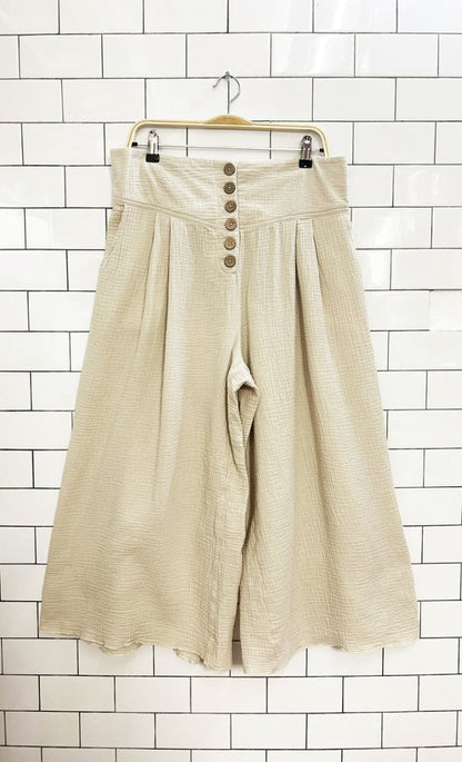 charlie paige gauze cotton wide leg cropped pant | anthropologie - good market thrift store