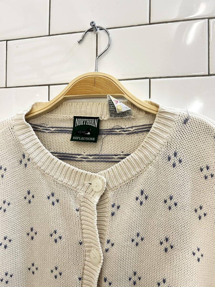 vintage 90s NR farm scene knit cardigan - good market thrift store
