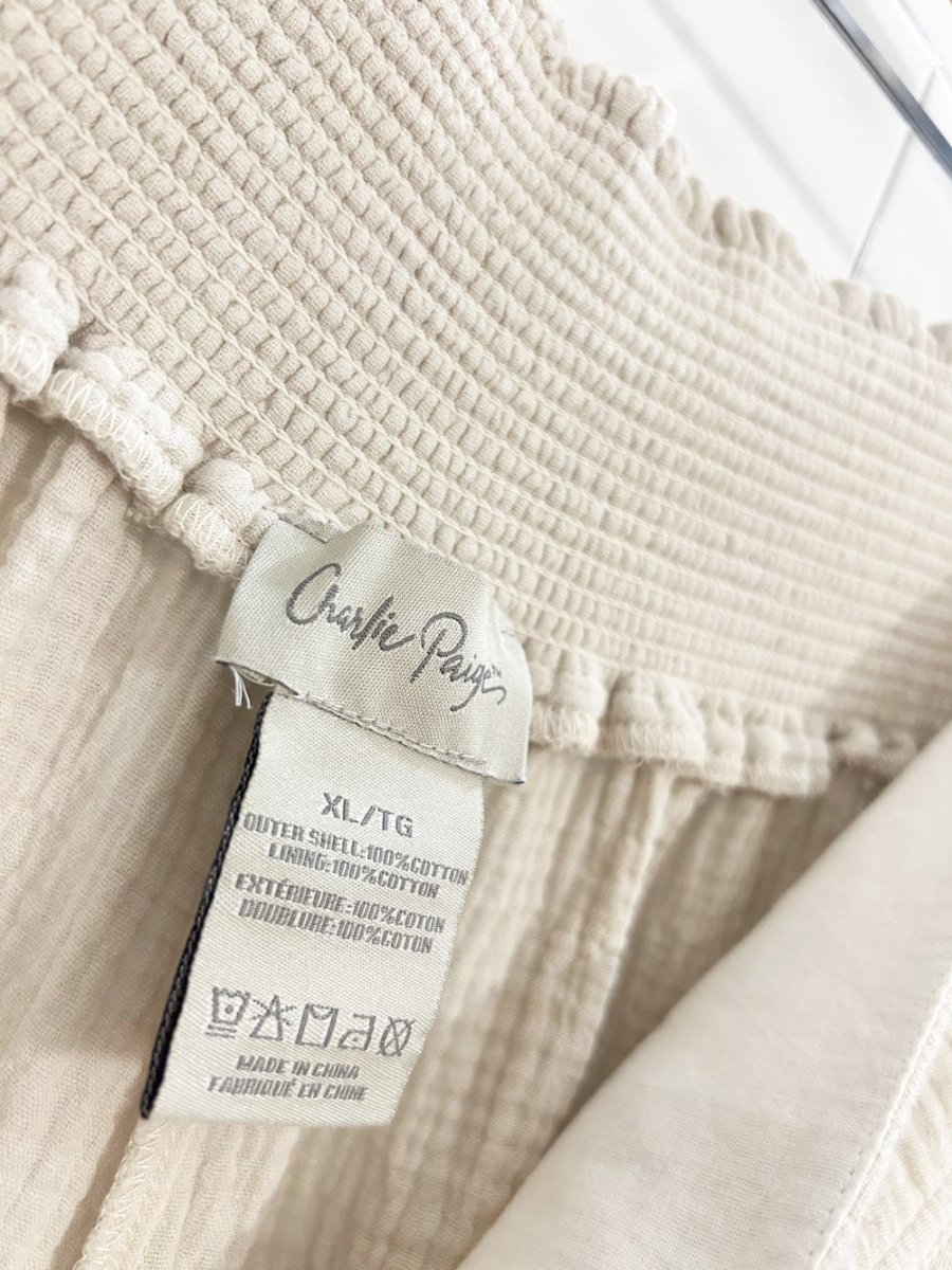 charlie paige gauze cotton wide leg cropped pant | anthropologie - good market thrift store
