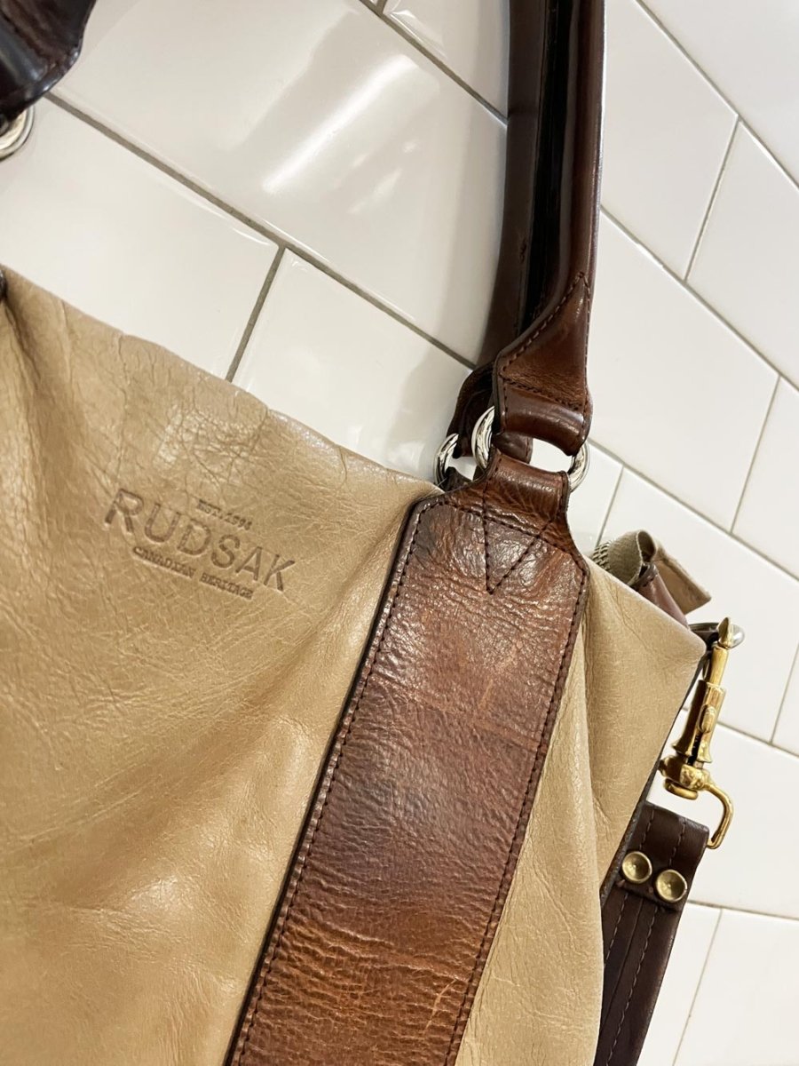 rudsak two tone lived - in leather tote bag - good market thrift store