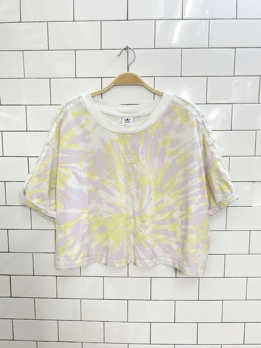 adidas boxy crop arm stripe tie dye tee - good market thrift store