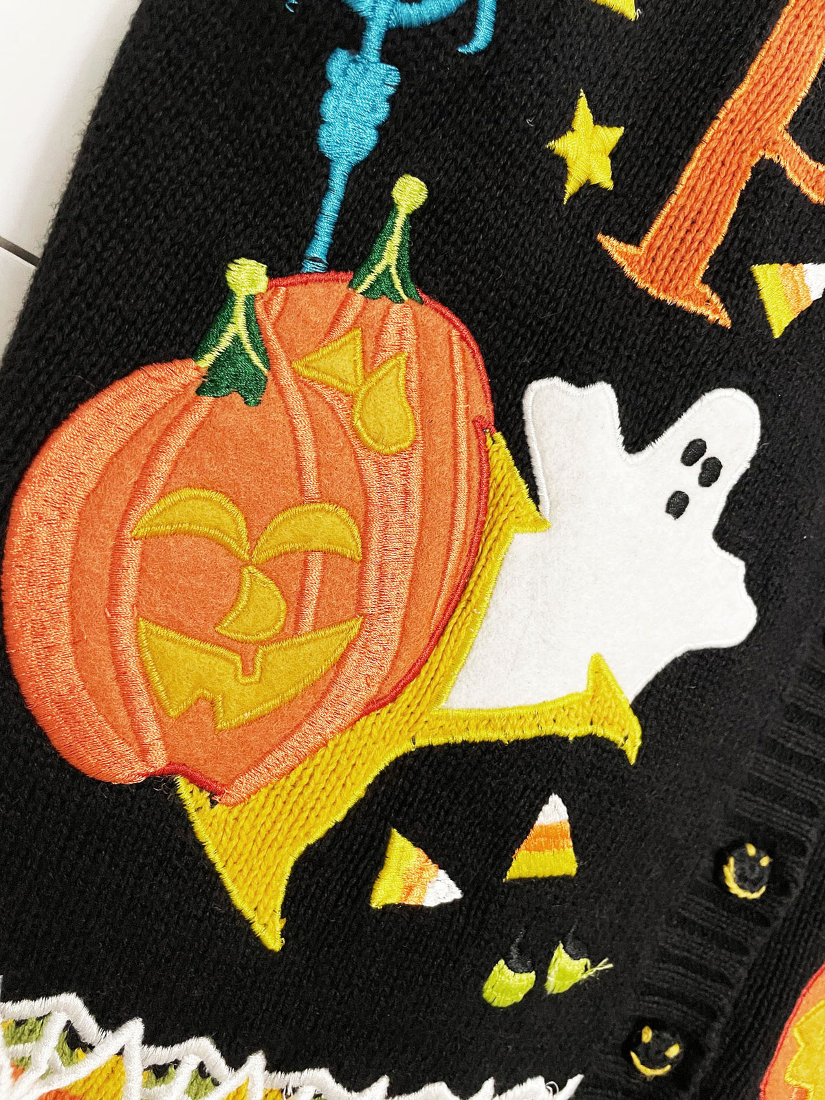 vintage 00s tiara ramie-blend knit happy halloween vest