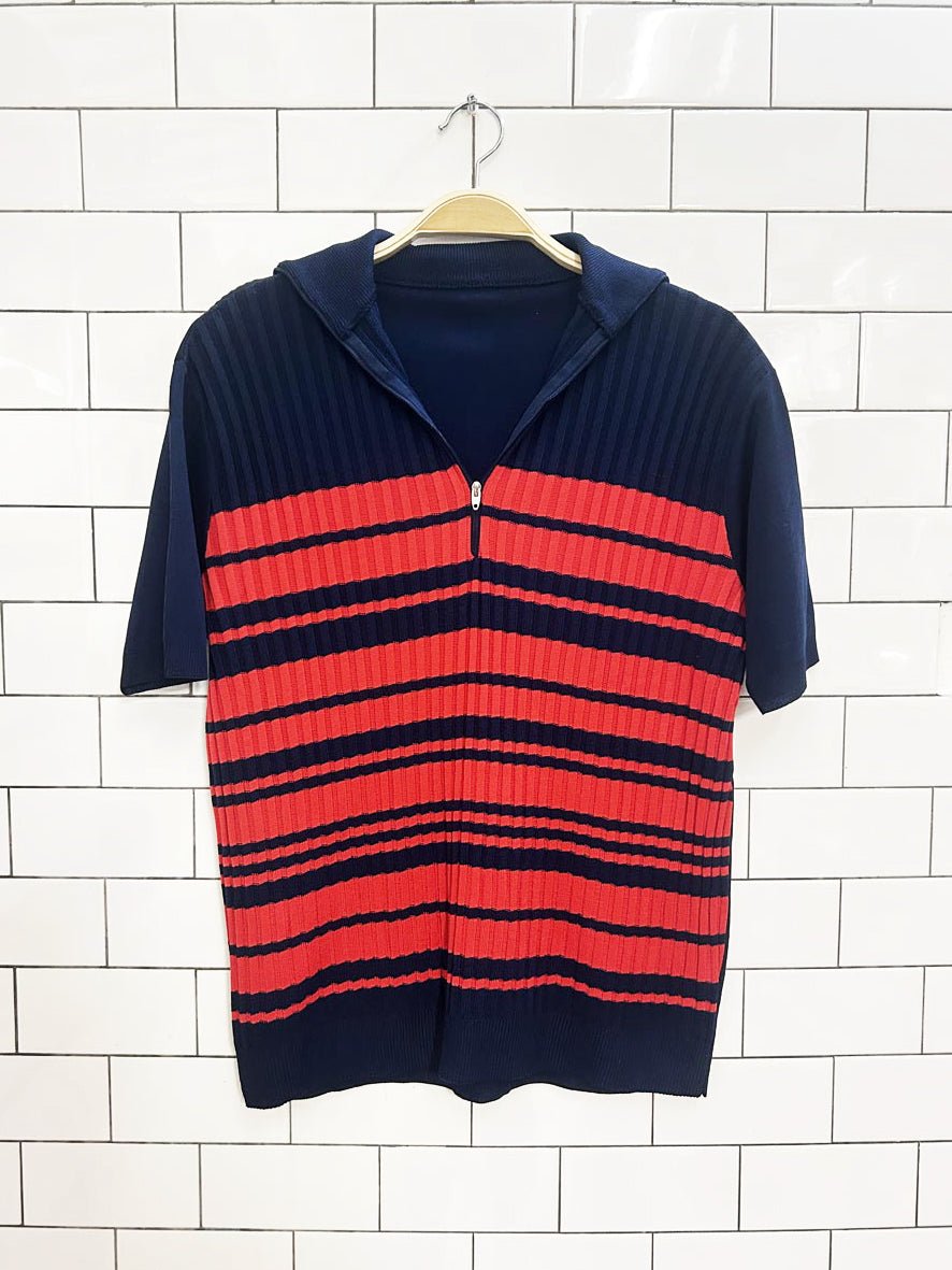 vintage 70s poly knit 1/4 zip polo - good market thrift store