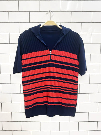 vintage 70s poly knit 1/4 zip polo - good market thrift store