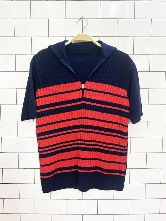 vintage 70s poly knit 1/4 zip polo - good market thrift store