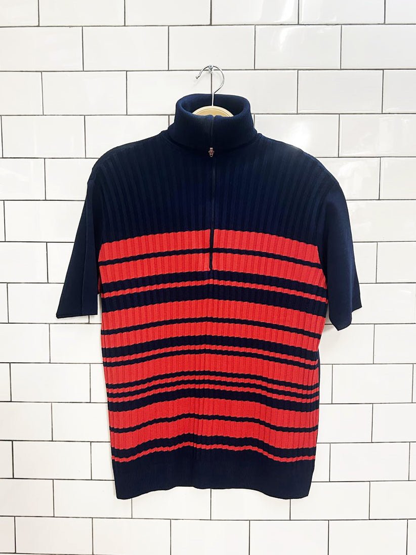 vintage 70s poly knit 1/4 zip polo - good market thrift store