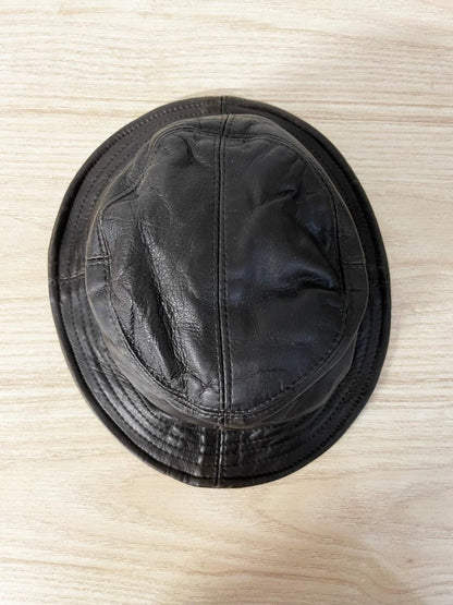 vintage leather bucket hat w quilted liner - good market thrift store