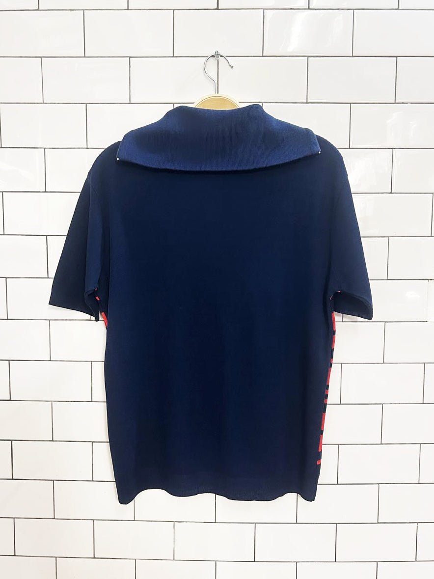 vintage 70s poly knit 1/4 zip polo - good market thrift store