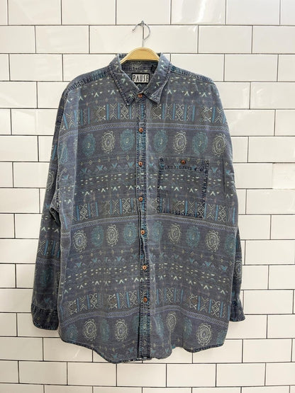 vintage 90s pause western long sleeve button up - good market thrift store