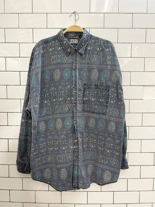 vintage 90s pause western long sleeve button up - good market thrift store