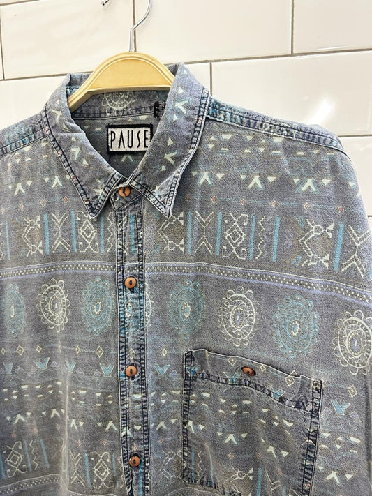 vintage 90s pause western long sleeve button up - good market thrift store