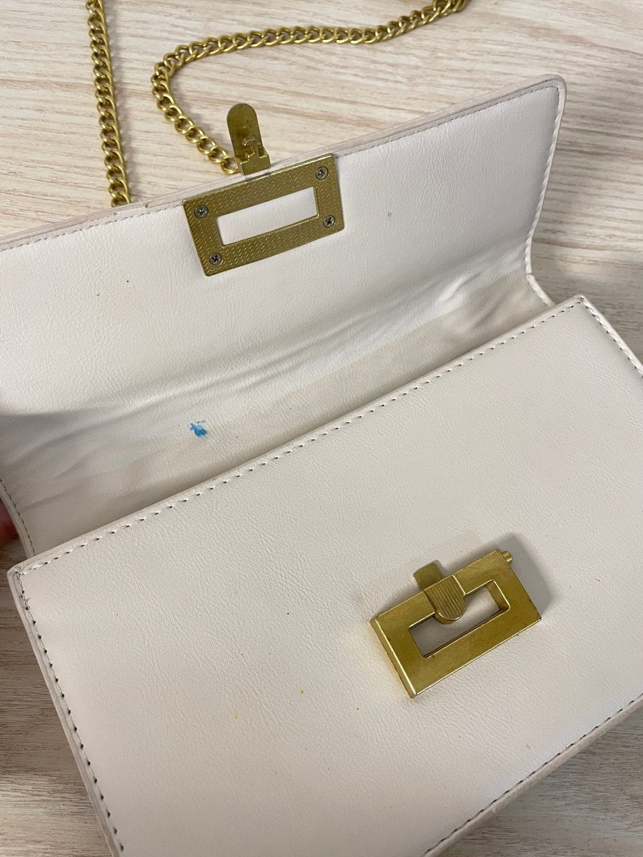 chic faux leather structured clasp chain shoulder bag - good market thrift store